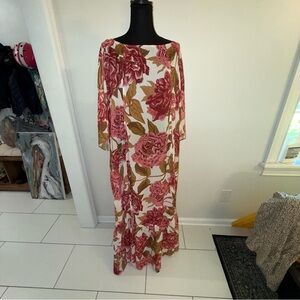 Floral Dress with Red and Brown Accents